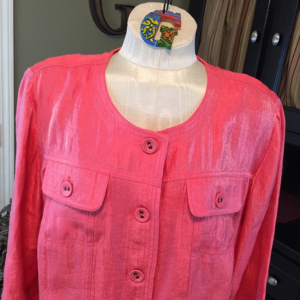Ruby Rd. Woman Salmon Colored Jacket 16W - Picture 2 of 7